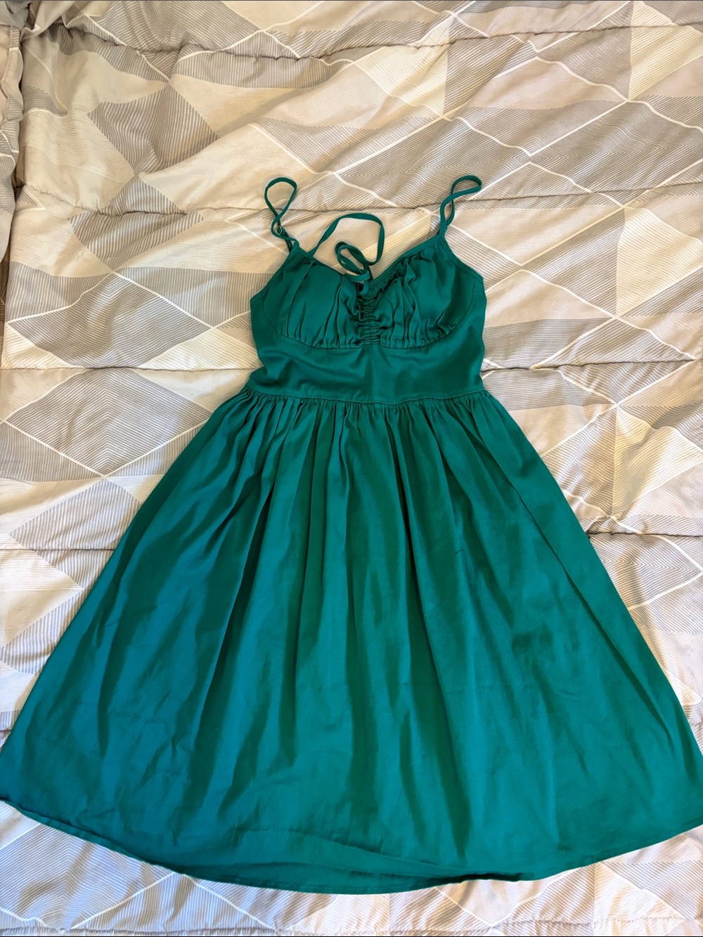 Green Spaghetti-Strap Patio Dress